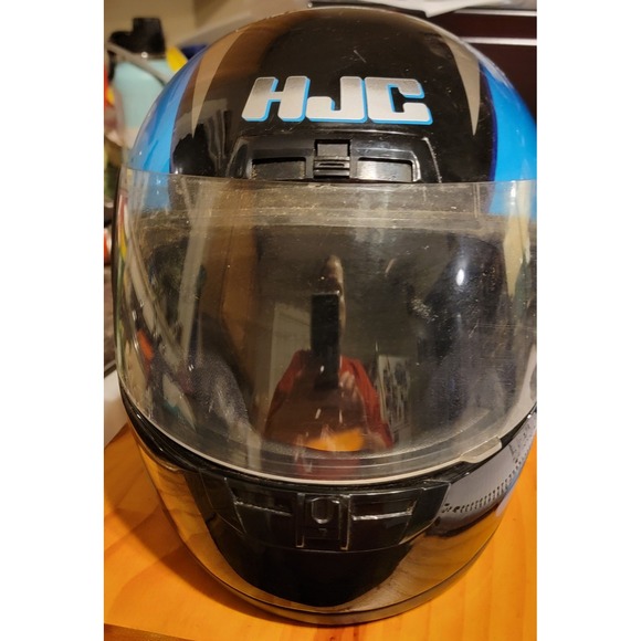 Hjc Other - HJC Full Face Motorcycle Helmet Black Blue Flame Graphic Snell M90 DOT Size XL